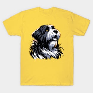 Stunning and Cool Briard Monochrome and Gold Portrait for Father's Day T-Shirt